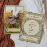 Save The Date Bibliothèque | Elégant cadre Vintage classique ave<br><div class="desc">Ces magnifiques mariages, à l'exception des cartes datées, ont une palette de couleurs neutres, avec un cadre antique orné. Le beige, le vert très clair / bleu, et les couleurs dorées muettes composent le design vintage qui ressemble à un vieux livre. Le dos de la carte a de la place...</div>
