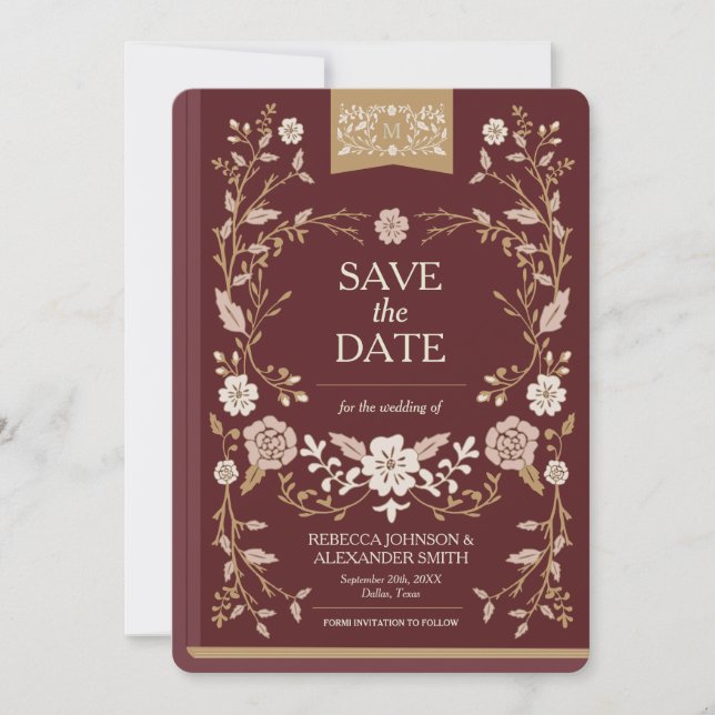 Save The Date Bibliothèque vintage Enregistrer la date (Devant)