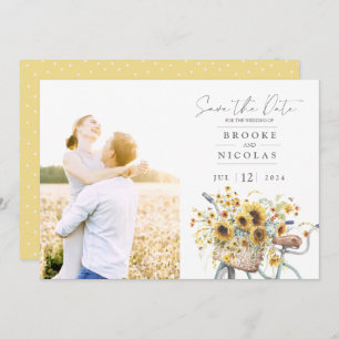 Save The Date Bicyclette Tournesol Rustique Mariage photo