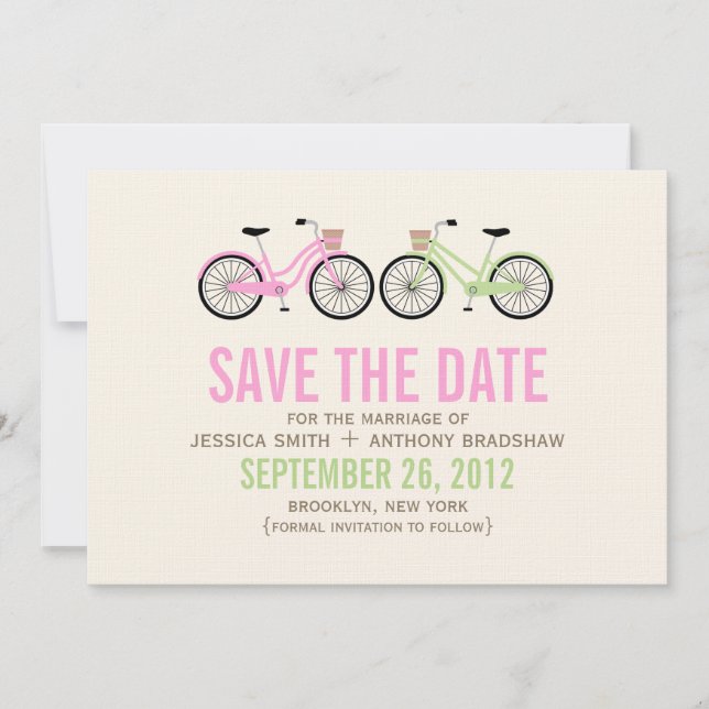 Save The Date Bicyclettes Son et ses mariage Sauvez la date (Devant)