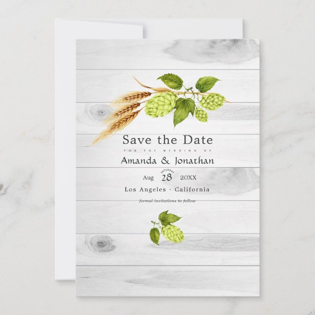 Save The Date Bières Saules Verdure et Or (Devant)