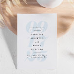 Save The Date Big date grand photo bleu<br><div class="desc">Cette photo enregistrer la date faire-part fiançailles présente votre date de mariage en grand bleu clair derrière tous les détails que vous voulez partager avec les invités - nom complet de la mariée et du marié, l'emplacement et la date. Il dispose d'un endroit pour une seule photo à l'arrière, ce...</div>