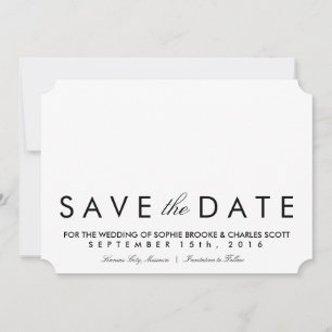 Save The Date Billet Chic simple de 5 po x 7 po Enregistrer le M