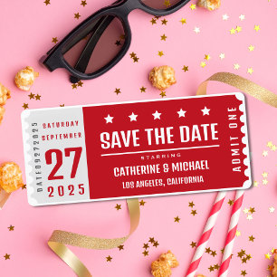 Save The Date Billet cinéma Hollywood Mariage unique