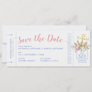 Save The Date Billet de mariage du club nautique à voile Économi