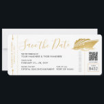 Save The Date Billet d'embarquement Mariage de croisière Pass Go<br><div class="desc">Carte d'embarquement minimaliste et moderne pour bateaux de croisière rétro en fausse feuille d'or enregistrer la date prévue pour un mariage de destination sur un bateau de croisière. Les clients adorent recevoir ces annonces de dates mariages amusantes qui incluent des détails de voyage sur le dos afin qu'ils puissent commencer...</div>