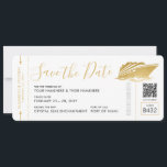 Save The Date Billet d'embarquement Mariage de croisière Pass Go<br><div class="desc">Carte d'embarquement minimaliste et moderne pour bateaux de croisière rétro en fausse feuille d'or enregistrer la date prévue pour un mariage de destination sur un bateau de croisière. Les clients adorent recevoir ces annonces de dates mariages amusantes qui incluent des détails de voyage sur le dos afin qu'ils puissent commencer...</div>