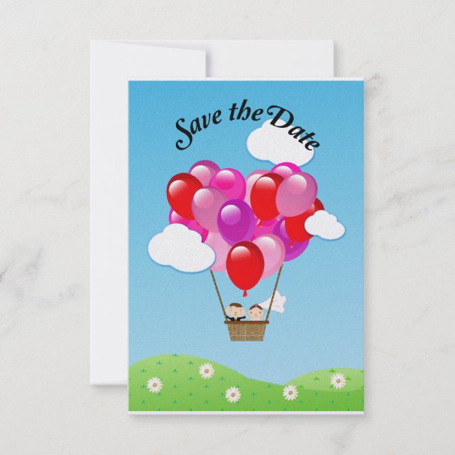 Save The Date Billet doux montgolfière Mariage Date à retenir (Devant)