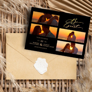 Save The Date Black 4 Photos Collage Soyez notre Mariage de devi