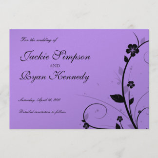 Save The Date Black Enregistrer l'Invitation de date Floral Purp