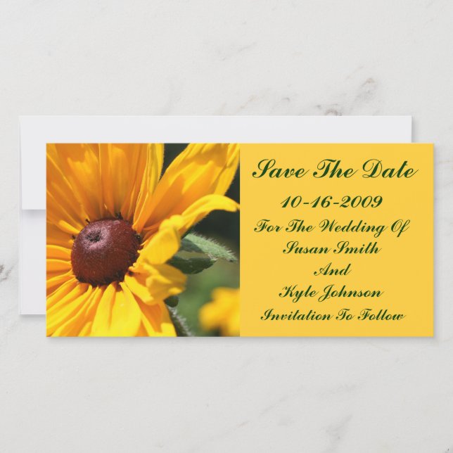 Save The Date Black Eyed Susan Floral Mariage Enregistrer La Dat (Devant)