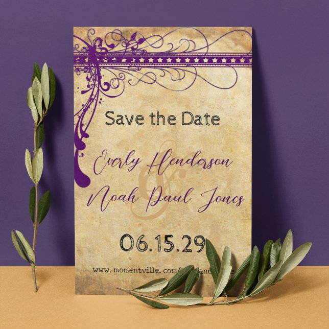 Save The Date Black Funky Elegant Swirls Wedding Enregistrer la  (Créateur téléchargé)