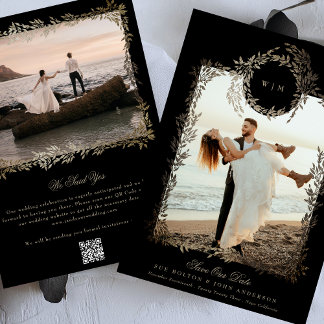 Save The Date Black Gold sur Ebony Botany Mariage de cadre photo