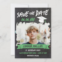 Black Green Cool Chalk Photo Graduation