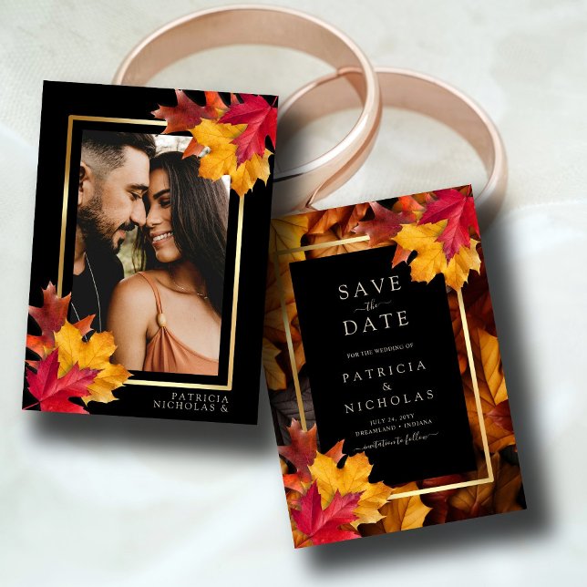 Save The Date Black Magic rencontre Rustic Golden Autumn Mariage (Créateur téléchargé)