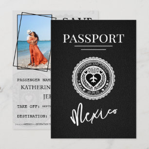 Save The Date Black Mexico Passport Enregistrer La Date