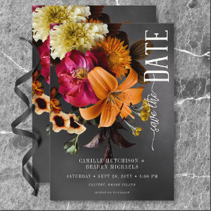Save The Date Black Moody Gothique Orange Lily Mariage