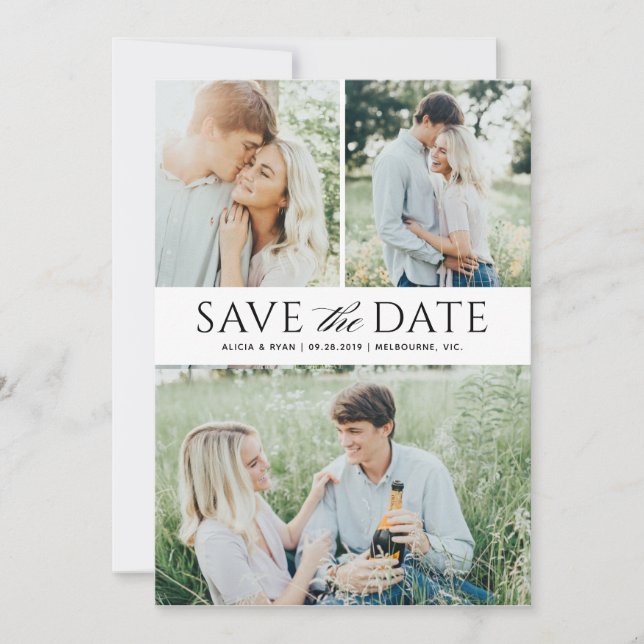 Save The Date Black multiple photos enregistrer la date (Devant)