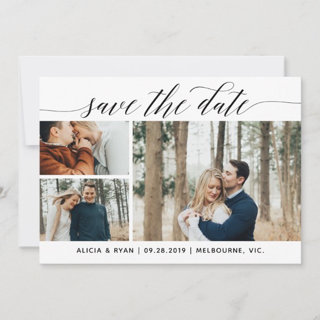 Save The Date Black multiple photos enregistrer la date (Devant)