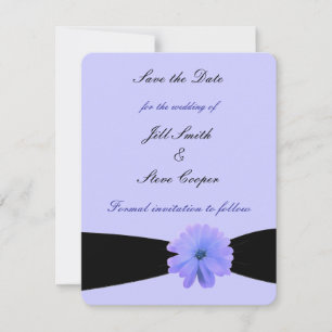 Save The Date Black Ribbon Purple Flower Enregistrer la date