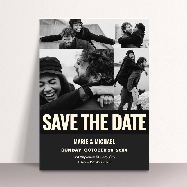 Save The Date Black white Aesthetic movie scene wedding romance  (Créateur téléchargé)