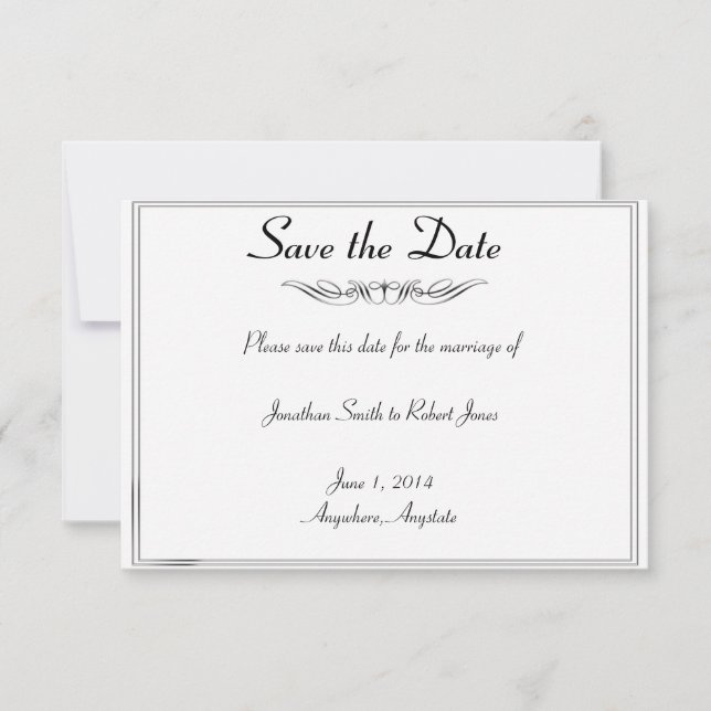 Save The Date Black White Elegance Groom Wedding Enregistrer la  (Devant)
