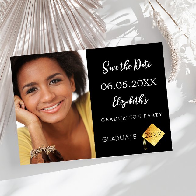 Save The Date Black white Graduation Party (Créateur téléchargé)