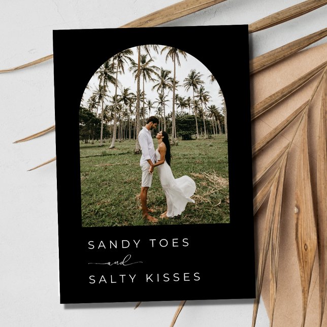 Save The Date Black White Simple Beach Wedding Enregistrer la da (Black White Simple Beach Wedding Save the Date)