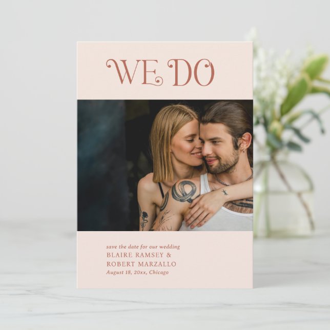 Save The Date Blaire Neutral Mariage moderne (Debout devant)