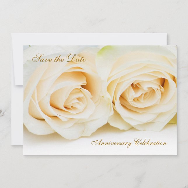 Save The Date Blanc - crème Anniversaire rose Enregistrer la dat (Devant)