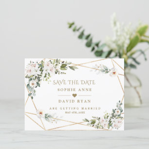Save The Date Blanc Imperial Lys Rose Mariage or