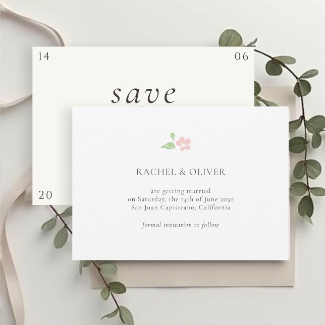 Save The Date Blanc & Ivoire | Fleur de Rose Mariage Enregistrez (Créateur téléchargé)