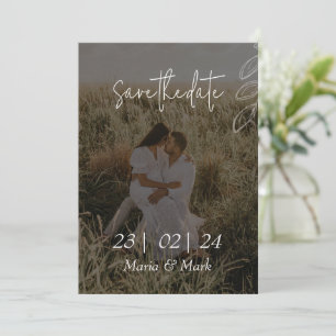 Save The Date Blanc Minimaliste Enregistrez la Date Avec Photo,