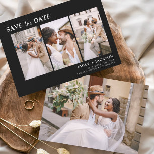 Save The Date Blanc noir Enregistrer la date 4 Photo simple
