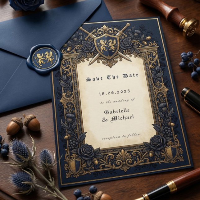 Save The Date Blason céleste médiéval de la Royal Navy  (Créateur téléchargé)