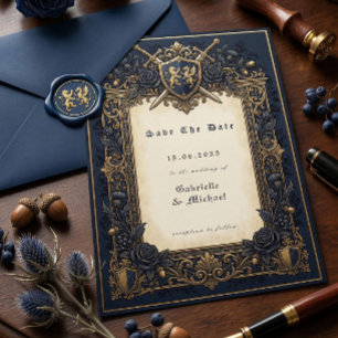 Save The Date Blason Céleste Médiéval Moody de la Royal Navy