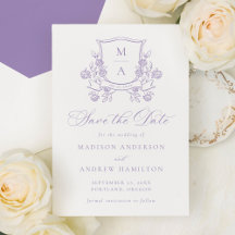 Blason Floral Violet Élégant de Mariage