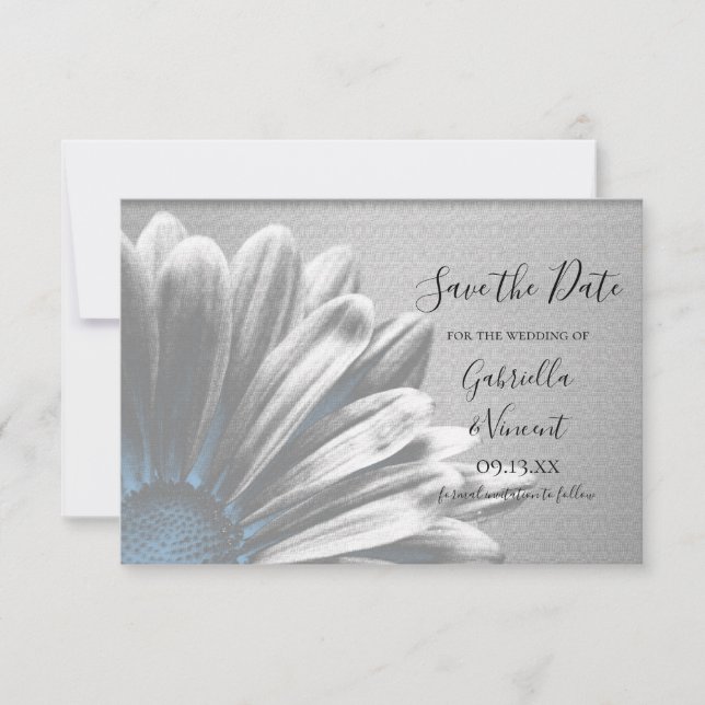 Save The Date Bleu clair Floral Faits saillants Mariage Enregist (Devant)