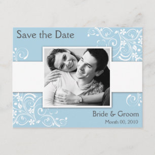 Save The Date Bleu clair floral tourbillon Enregistrer la date C