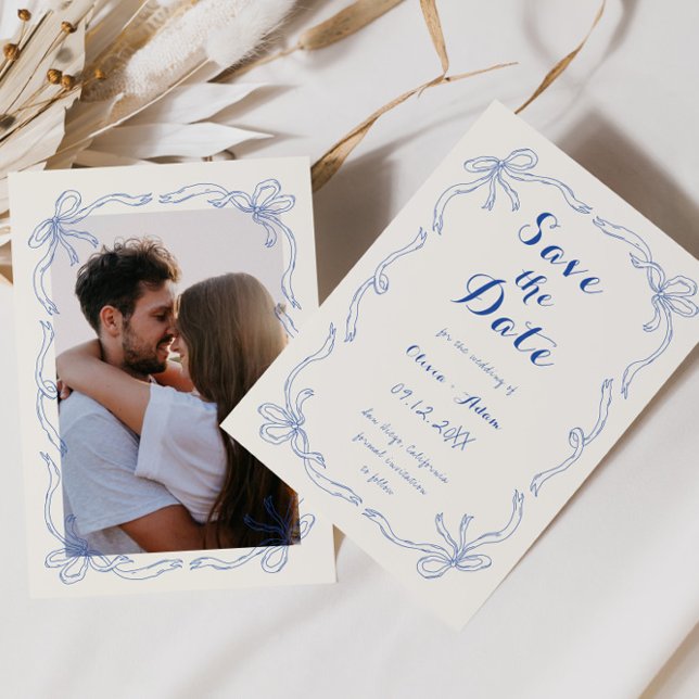 Save The Date Bleu de l'arrière-main ironique (Créateur téléchargé)