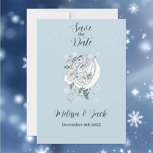 Save The Date Bleu des flocons de neige du dragon blanc d'hiver (Créateur téléchargé)