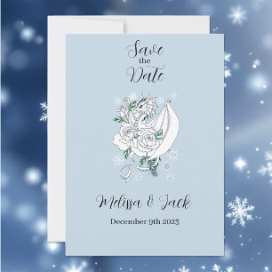 Save The Date Bleu des flocons de neige du dragon blanc d'hiver