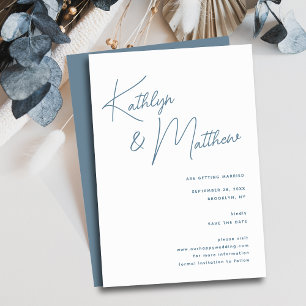 Save The Date Bleu Dusty Script minimaliste moderne