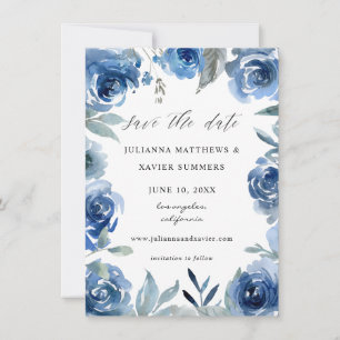Save The Date Bleu et bleu floral