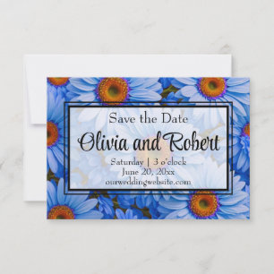 Save The Date Bleu floral bleu tournesol bleu marguerites motif