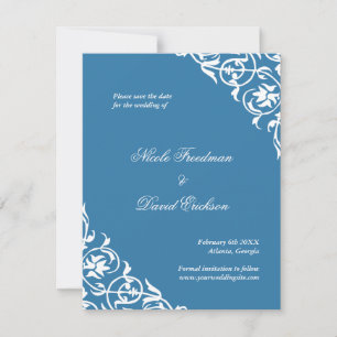 Save The Date Bleu florissant classe scroll mariage enregistrer