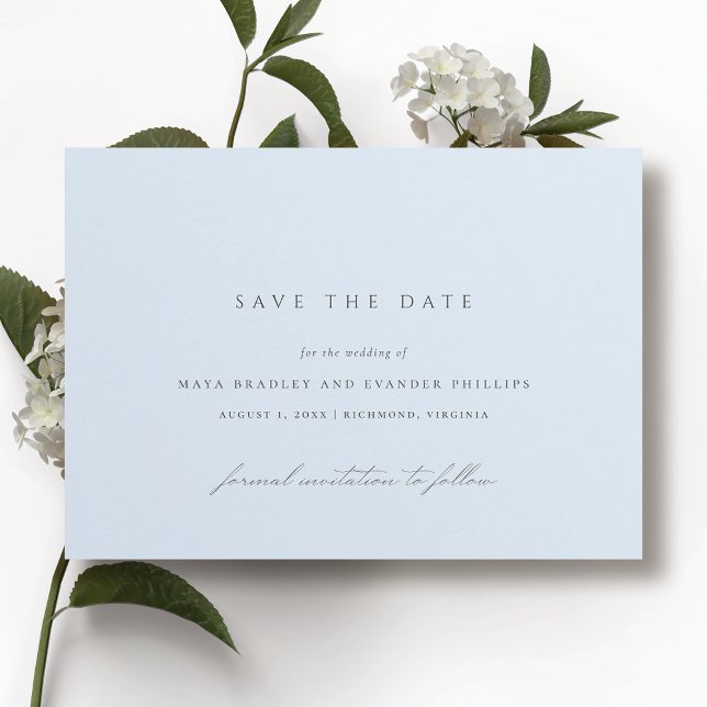 Save The Date Bleu Glace | Mariage d'Hiver Élégant Simple et Aér (Créateur téléchargé)