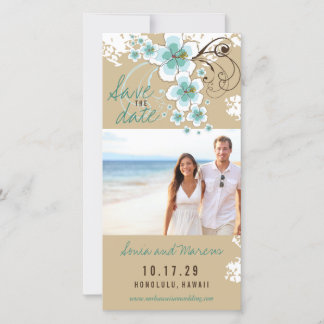 Save The Date Bleu Hibiscus Mariage Tropical Photo Enregistrer L
