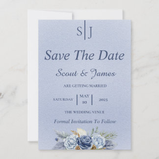 Save The Date Bleu poussiéreux et marine
