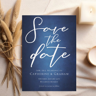 Save The Date Bleu profond minimaliste moderne front de mer